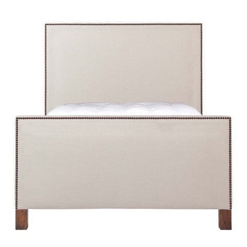 Cottonwood Upholstered Queen Bed / High Foot Board / W/ Nailhead Trim