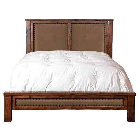 Carson Upholstered Bed / Chestnut Finish (as shown)