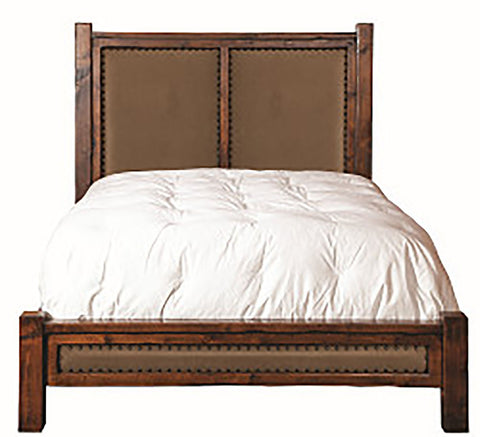 Canyon Upholstered Bed / Chestnut Finish / Nailhead Trim (as shown)