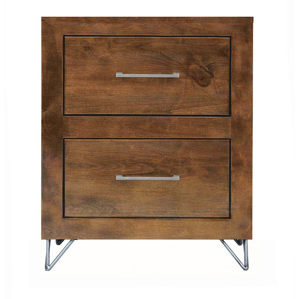 Millcreek 2 Drawer Night Stand w/ Steel leg Base