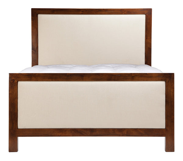 Millcreek Upholstered Bed w/ High Footboard Chestnut Finish (as shown)